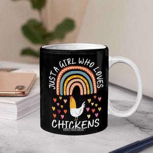 Chicken Gifts Coffee Mug Just A Girl Who Loves Chickens Boho Rainbow Women Girls TB10 Print Your Wear
