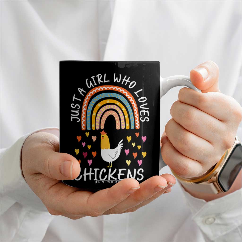 Chicken Gifts Coffee Mug Just A Girl Who Loves Chickens Boho Rainbow Women Girls TB10 Print Your Wear