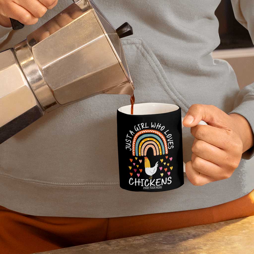 Chicken Gifts Coffee Mug Just A Girl Who Loves Chickens Boho Rainbow Women Girls TB10 Print Your Wear