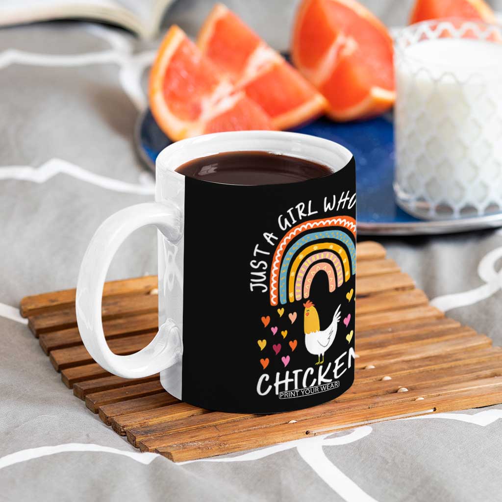 Chicken Gifts Coffee Mug Just A Girl Who Loves Chickens Boho Rainbow Women Girls TB10 Print Your Wear