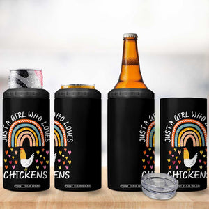 Chicken Gifts 4 in 1 Can Cooler Tumbler Just A Girl Who Loves Chickens Boho Rainbow Women Girls TB10 Print Your Wear