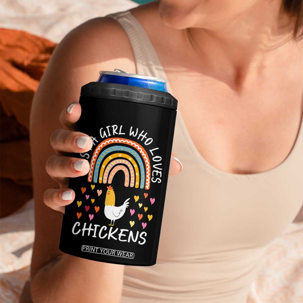 Chicken Gifts 4 in 1 Can Cooler Tumbler Just A Girl Who Loves Chickens Boho Rainbow Women Girls TB10 Print Your Wear