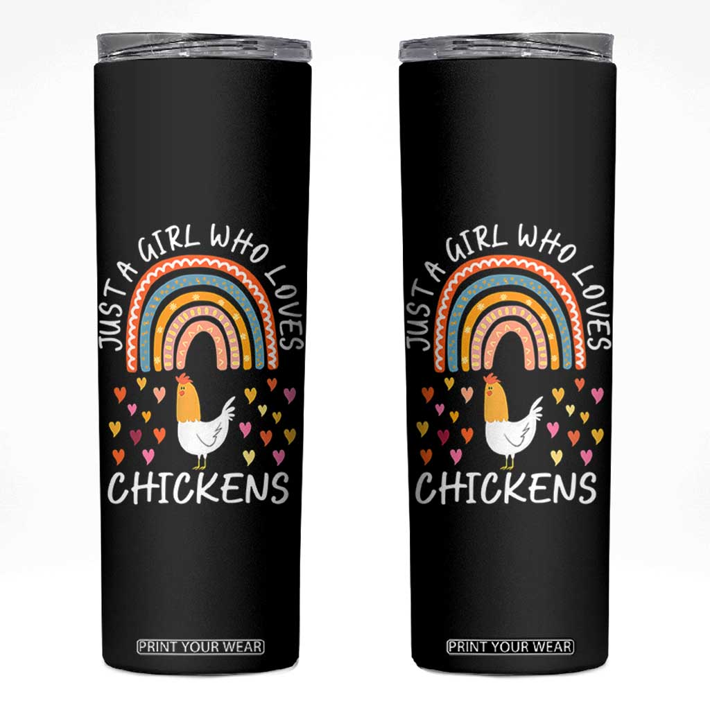 Chicken Gifts Skinny Tumbler Just A Girl Who Loves Chickens Boho Rainbow Women Girls TB10 Black Print Your Wear