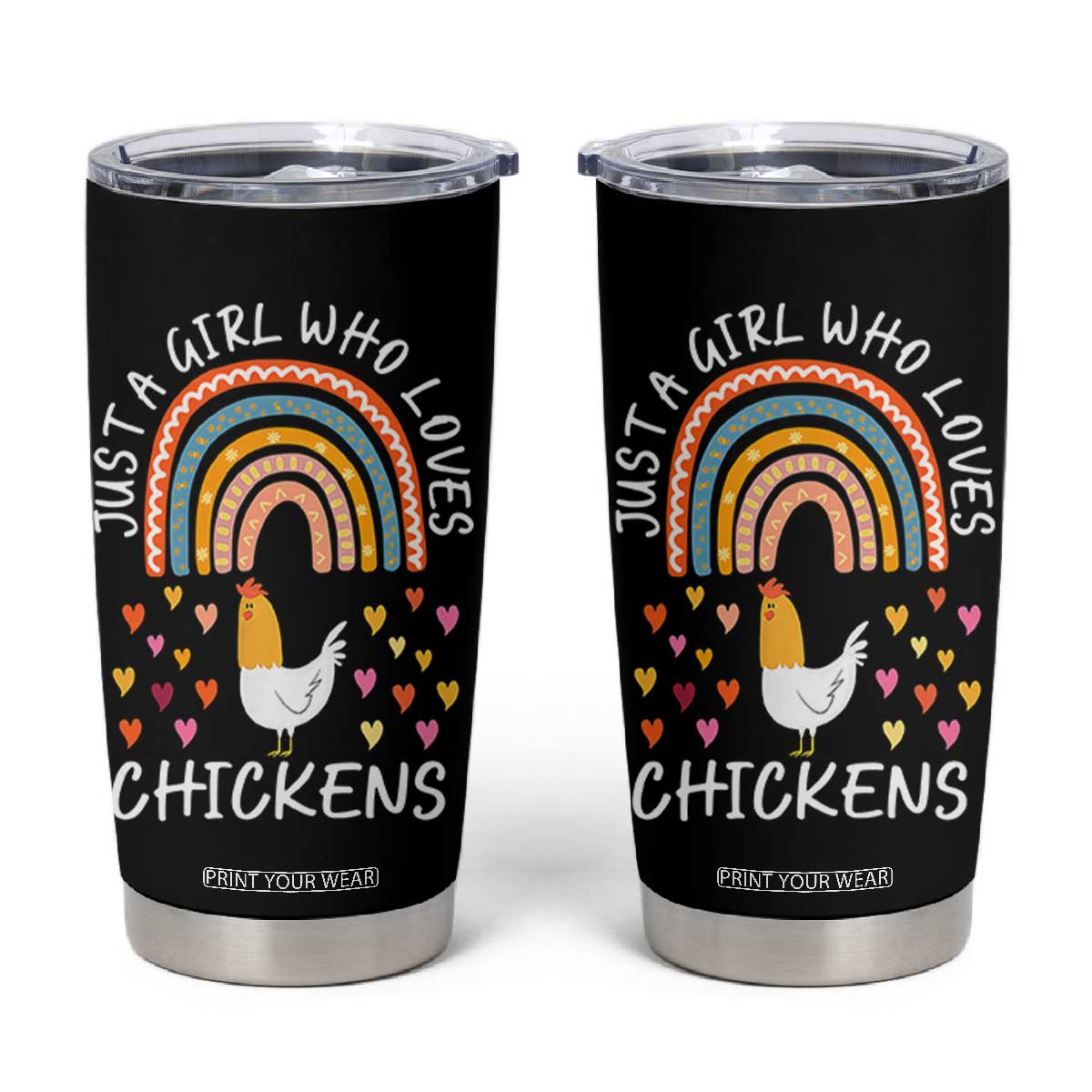 Chicken Gifts Tumbler Cup Just A Girl Who Loves Chickens Boho Rainbow Women Girls TB10 Black Print Your Wear