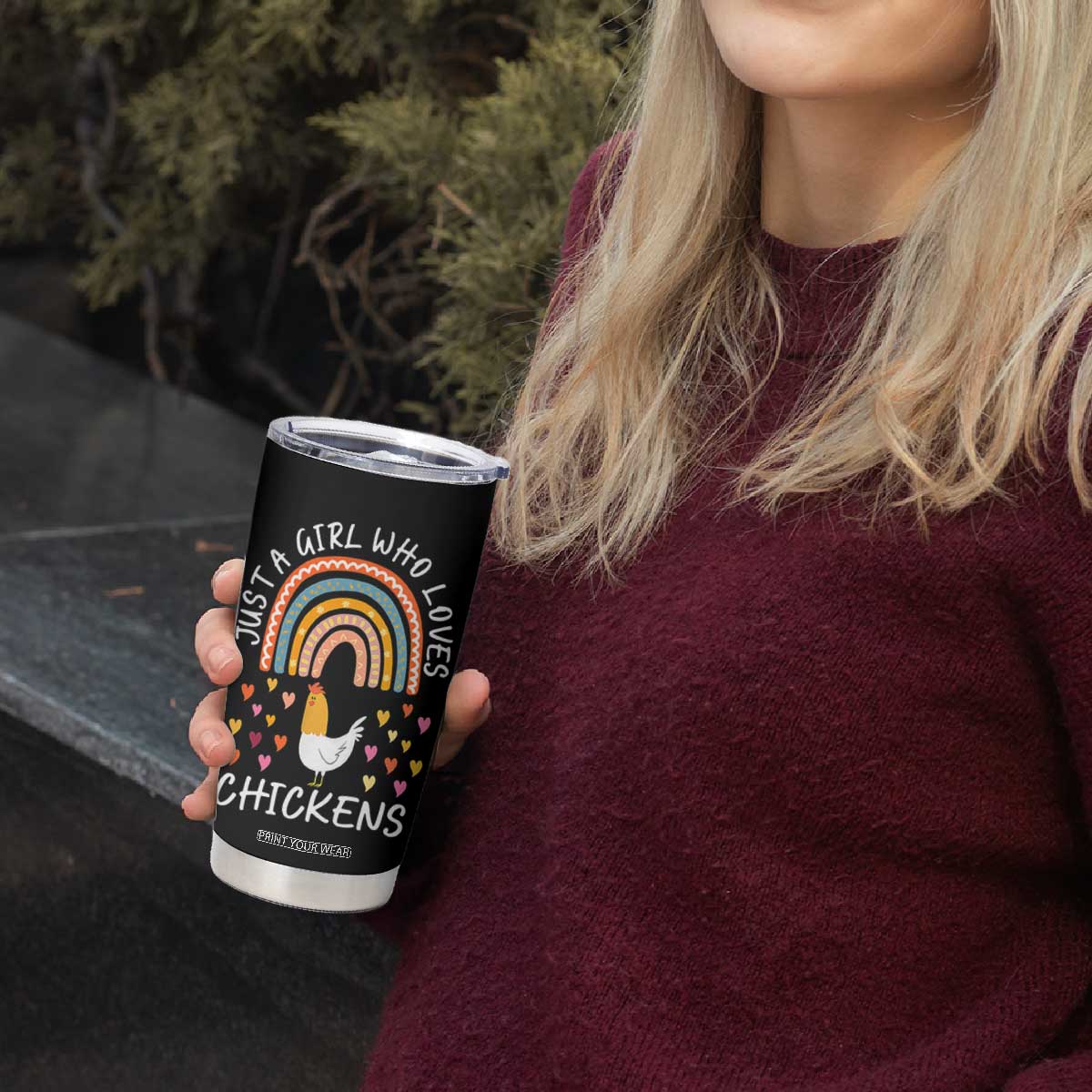 Chicken Gifts Tumbler Cup Just A Girl Who Loves Chickens Boho Rainbow Women Girls TB10 Print Your Wear