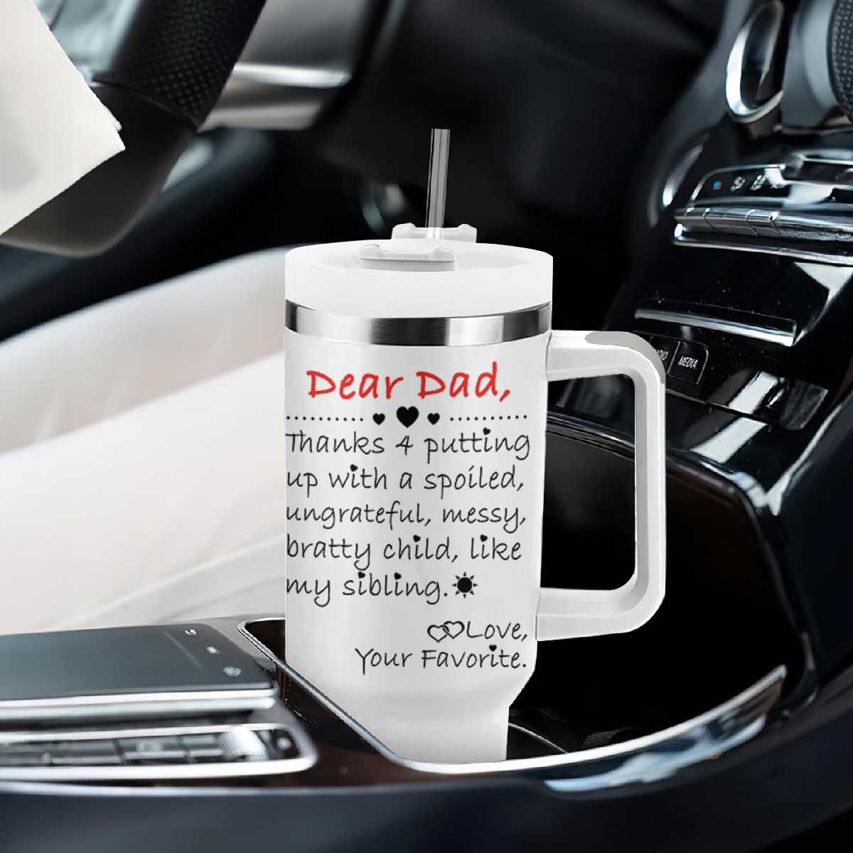 Funny Dad Gifts from Daughter Son Tumbler With Handle Gift From Favorite Child TB10 Print Your Wear