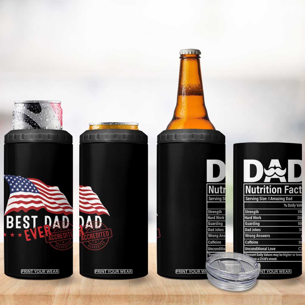 Dad 4 in 1 Can Cooler Tumbler Best Dad Ever Gifts For Fathers Day American Flag TB10 Print Your Wear