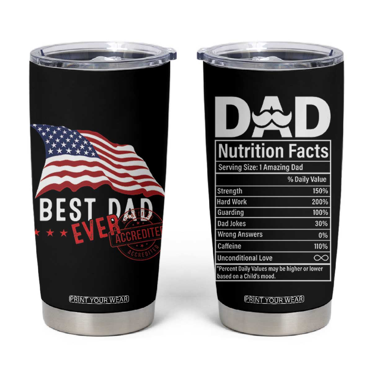 Dad Tumbler Cup Best Dad Ever Gifts For Fathers Day American Flag TB10 Black Print Your Wear