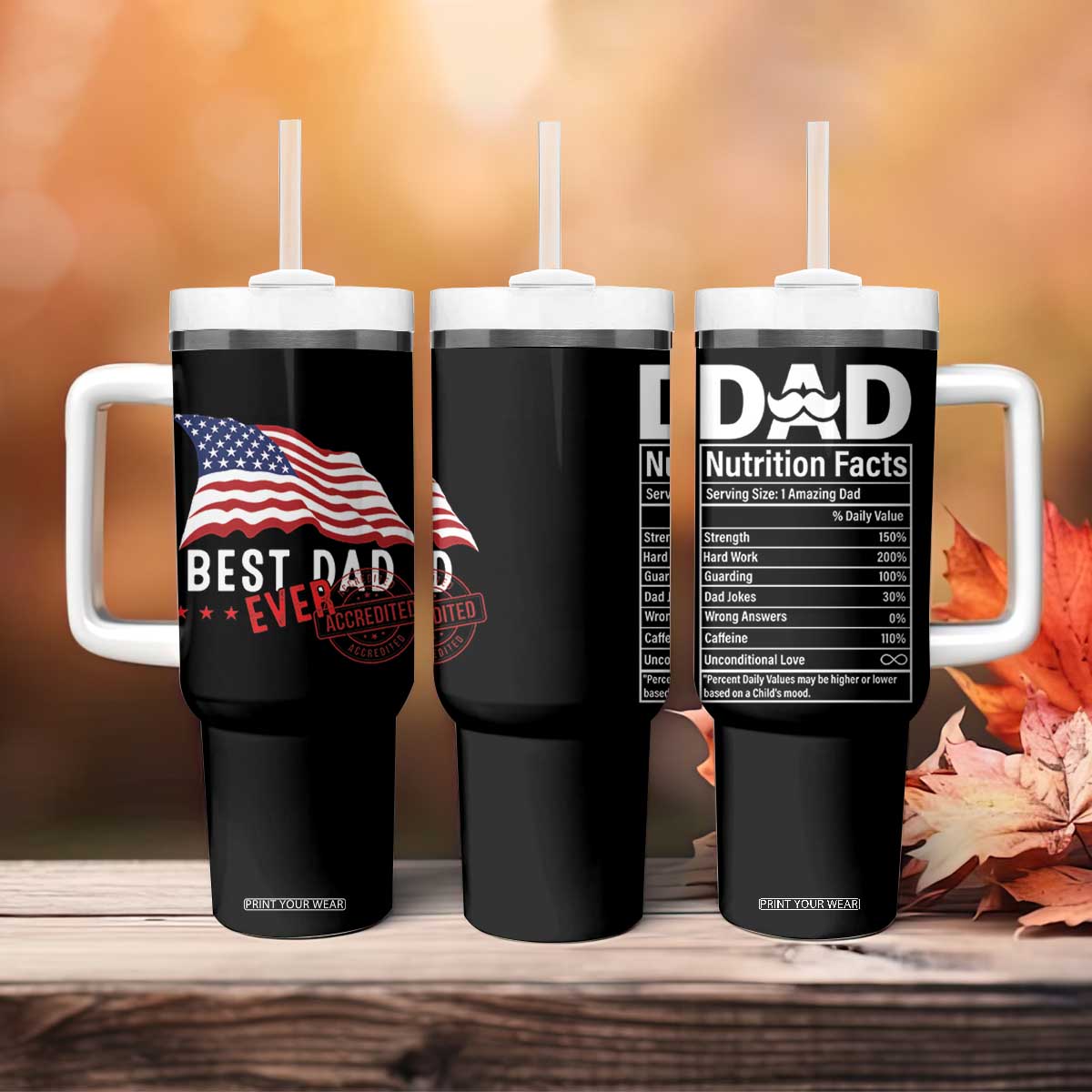 Dad Tumbler With Handle Best Dad Ever Gifts For Fathers Day American Flag TB10 Print Your Wear