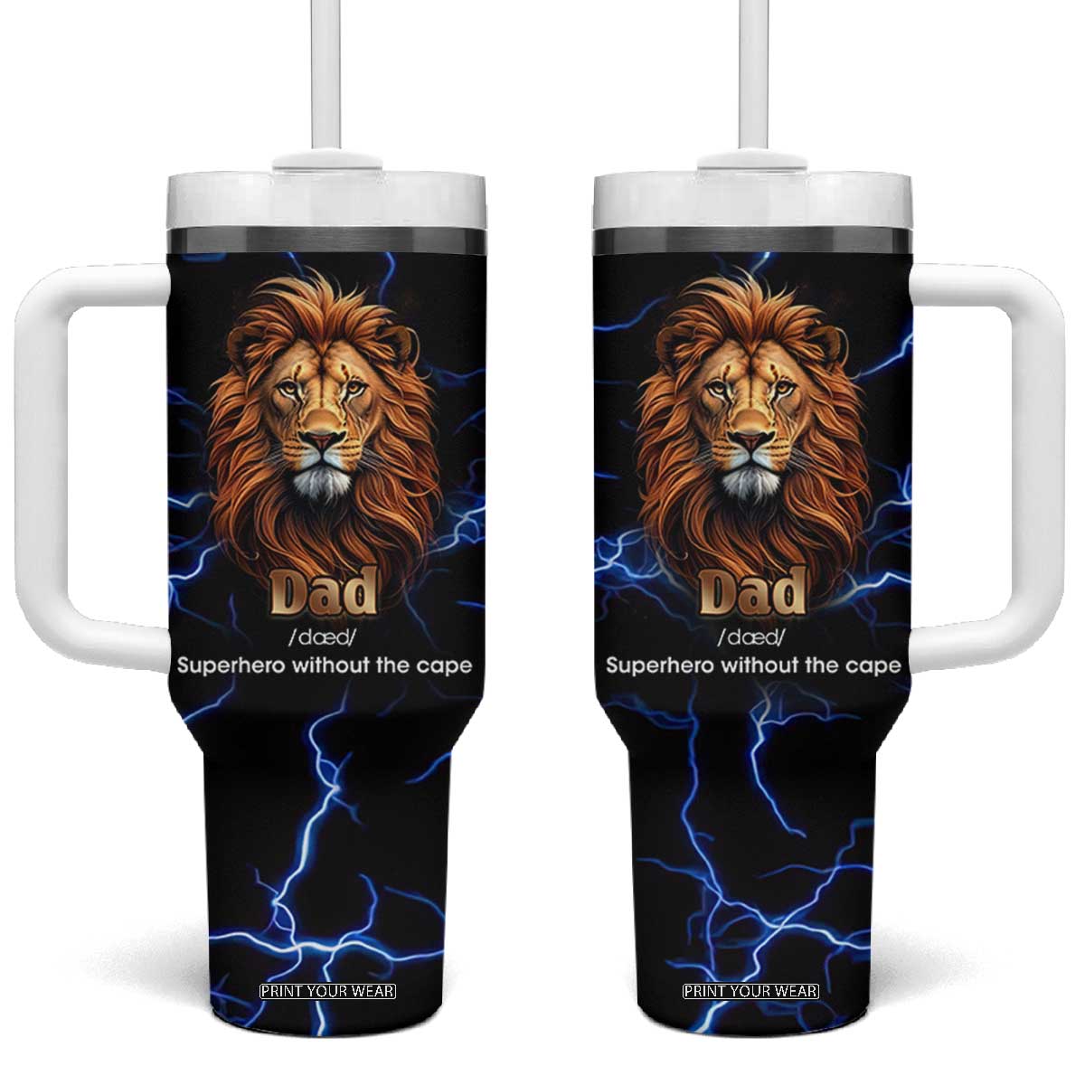 Funny Father's Day Gift For Dad Tumbler With Handle Superhero Superdad Fathers Day Gifts for Dad from Daughter Son TB10 One Size: 40 oz Black Print Your Wear