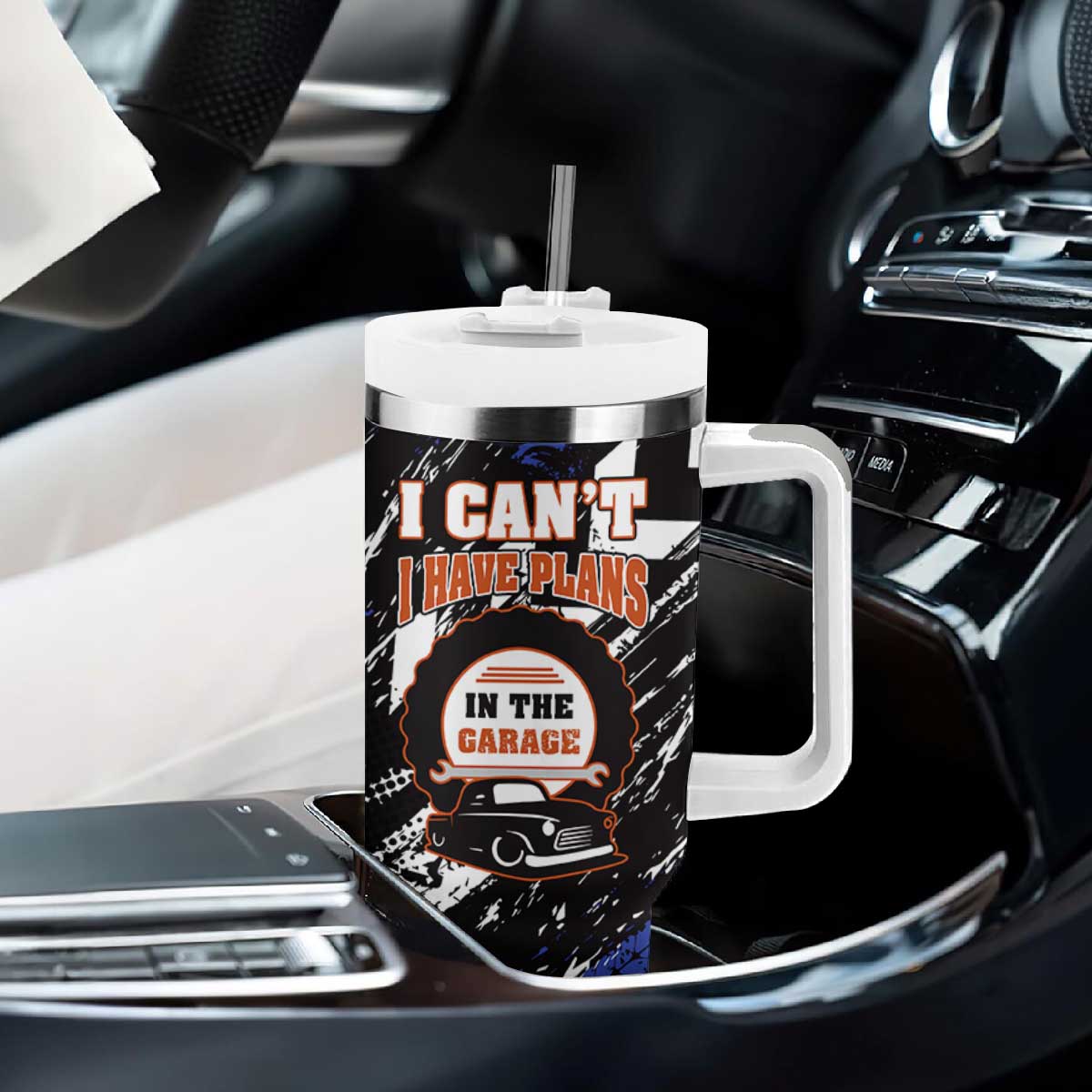 Funny Car Mechanic Tumbler With Handle I Cant I Have Plans In The Garage Father Day TB10 Print Your Wear