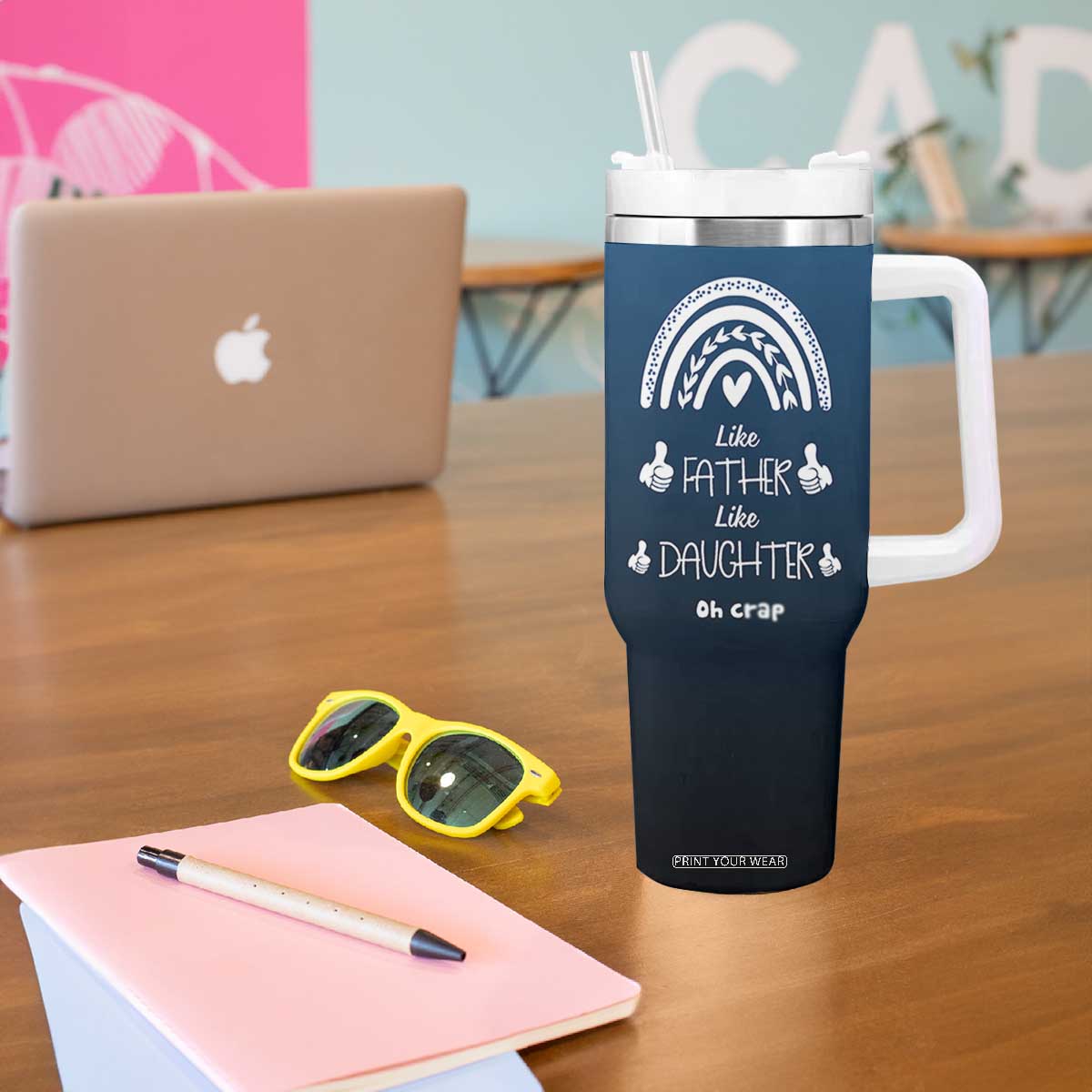 Dad Birthday Gifts From Daughter Tumbler With Handle Like Father Like Daughter Oh Crap Funny Fathers Day Gifts TB10 Print Your Wear