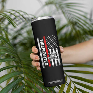 Funny Firefighter Gifts Skinny Tumbler Where My Hose At American Flag TB10 Print Your Wear