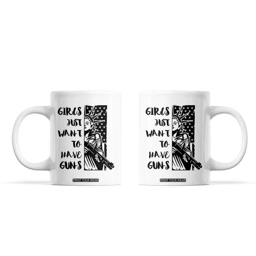 Gun Lovers Gifts For Women Coffee Mug Girls Just Want To Have Guns American Flag TB10 White Print Your Wear