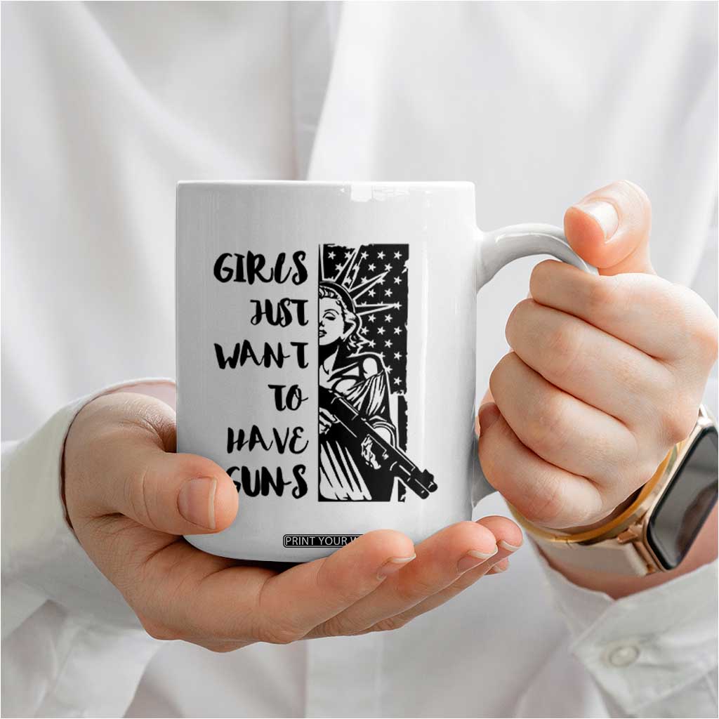 Gun Lovers Gifts For Women Coffee Mug Girls Just Want To Have Guns American Flag TB10 Print Your Wear