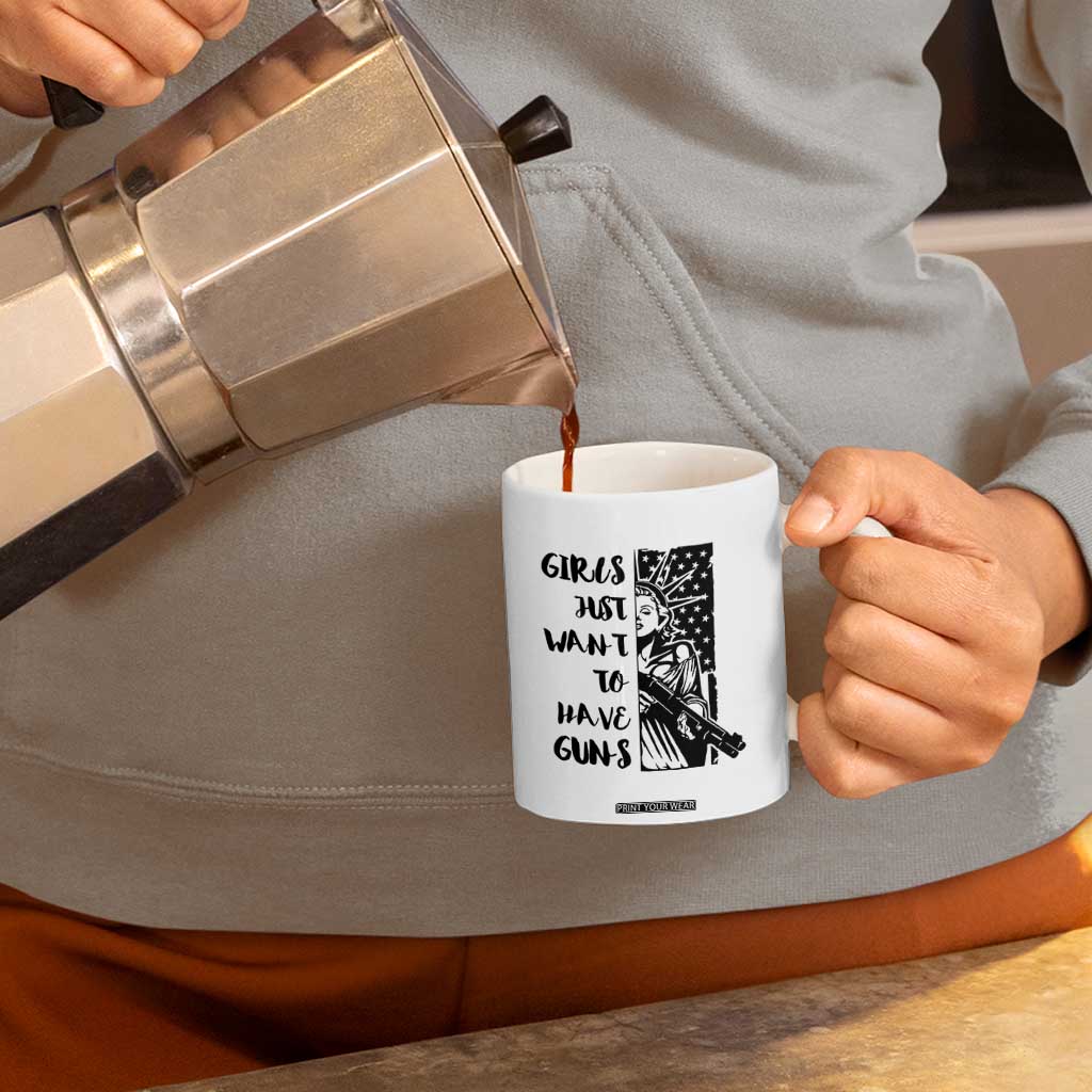 Gun Lovers Gifts For Women Coffee Mug Girls Just Want To Have Guns American Flag TB10 Print Your Wear