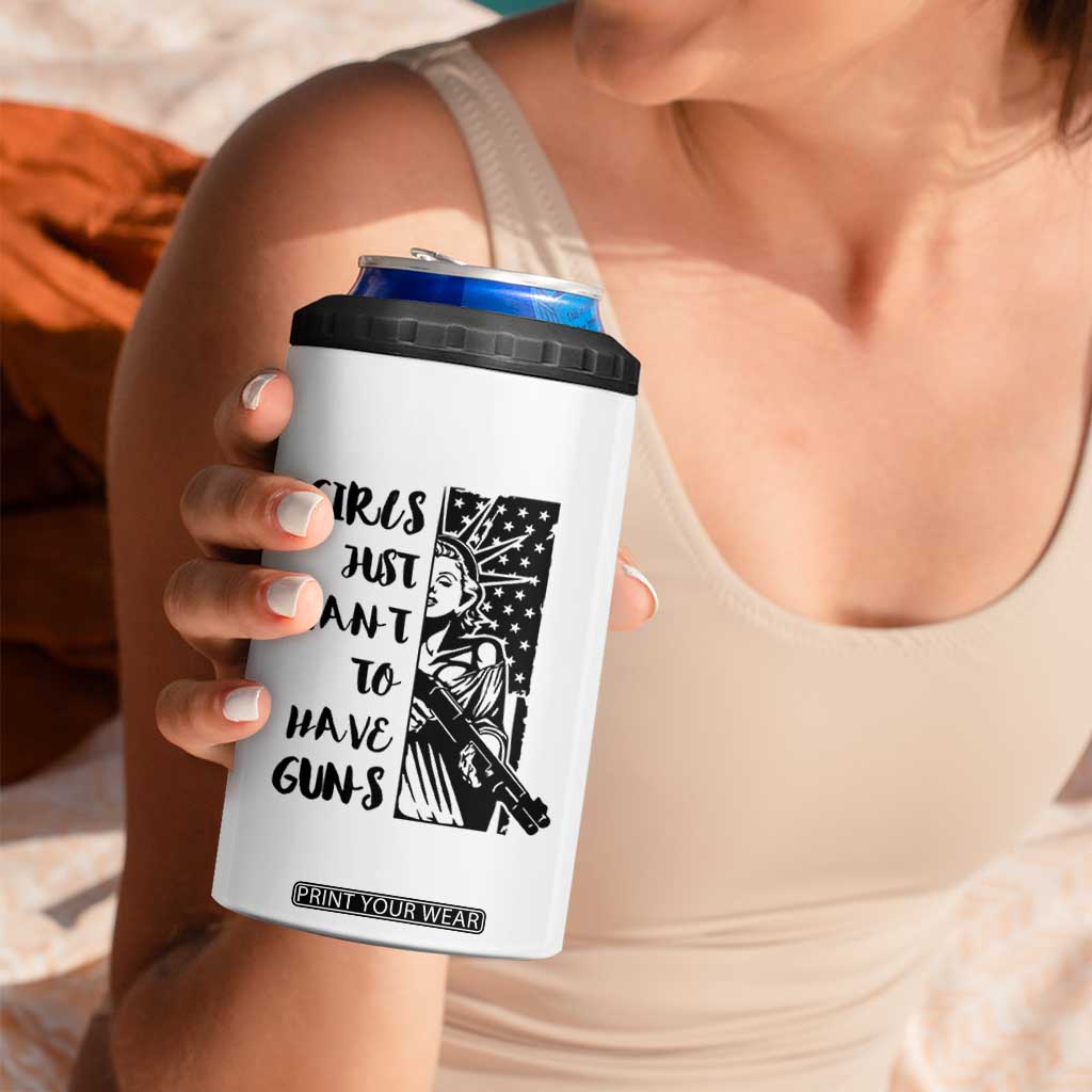 Gun Lovers Gifts For Women 4 in 1 Can Cooler Tumbler Girls Just Want To Have Guns American Flag TB10 Print Your Wear