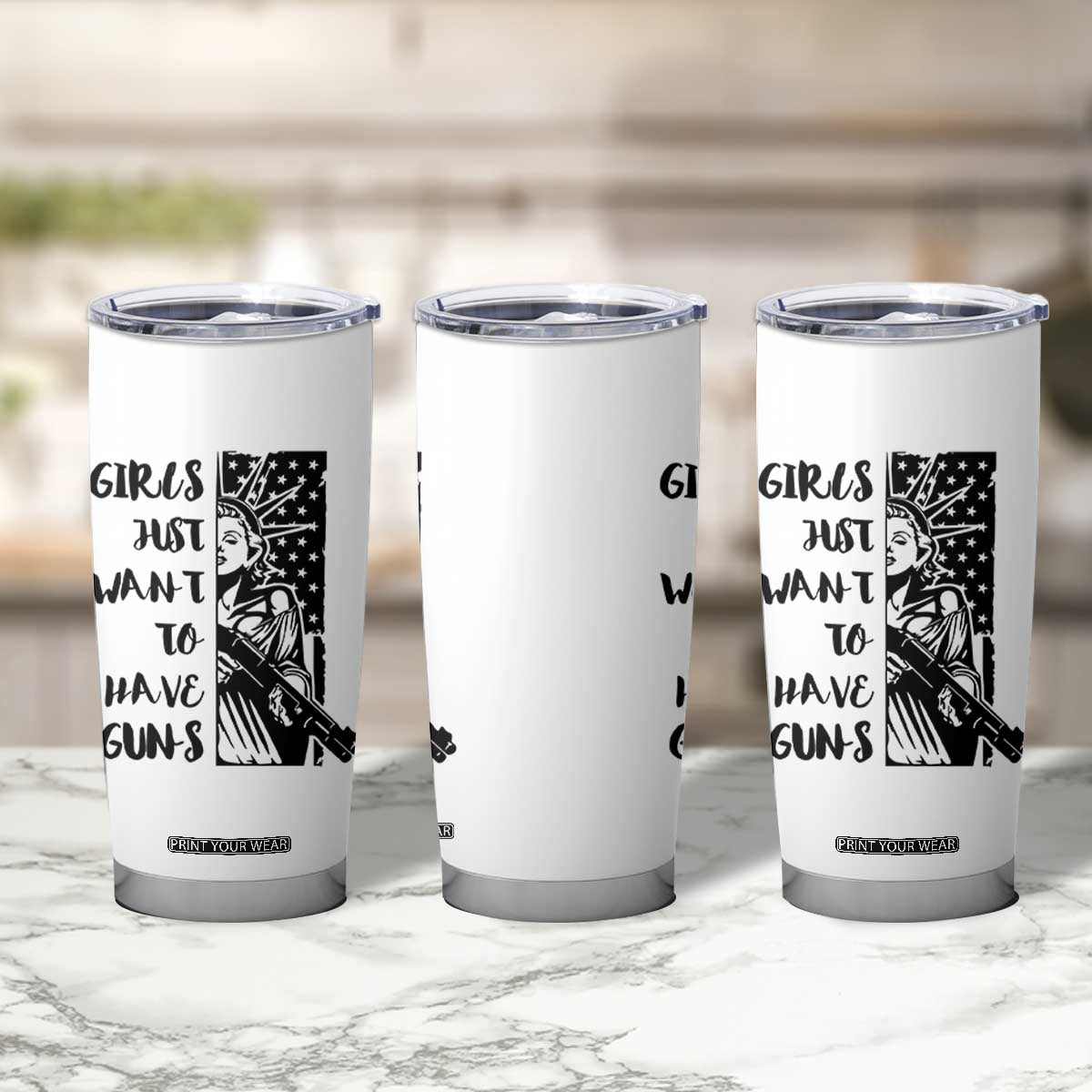 Gun Lovers Gifts For Women Tumbler Cup Girls Just Want To Have Guns American Flag TB10 Print Your Wear