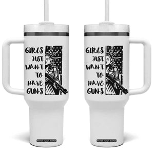 Gun Lovers Gifts For Women Tumbler With Handle Girls Just Want To Have Guns American Flag TB10 One Size: 40 oz White Print Your Wear