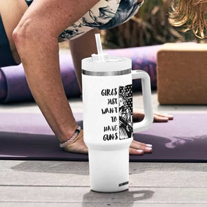 Gun Lovers Gifts For Women Tumbler With Handle Girls Just Want To Have Guns American Flag TB10 Print Your Wear