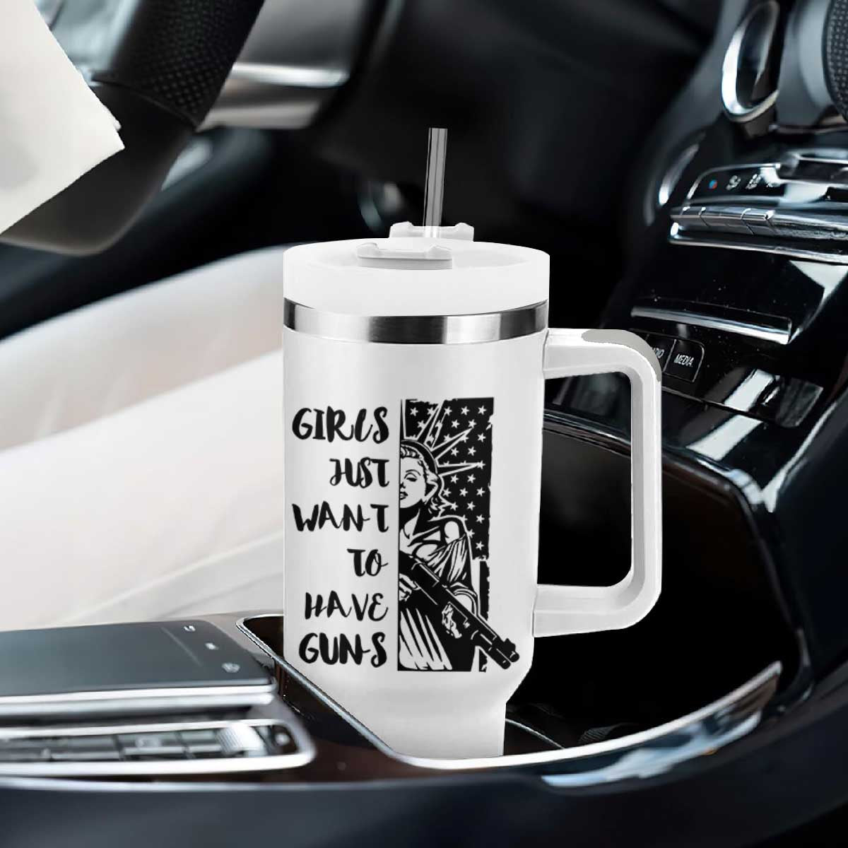 Gun Lovers Gifts For Women Tumbler With Handle Girls Just Want To Have Guns American Flag TB10 Print Your Wear
