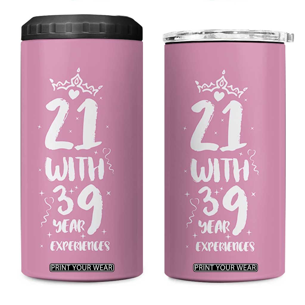 60th Birthday Gifts For Women 4 in 1 Can Cooler Tumbler 21 With 39 Years Experience Funny 60 Year Olds