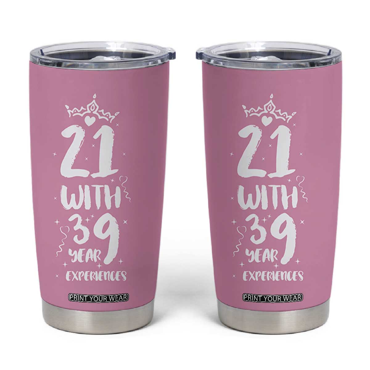 60th Birthday Gifts For Women Tumbler Cup 21 With 39 Years Experience Funny 60 Year Olds TB10 Pink Print Your Wear