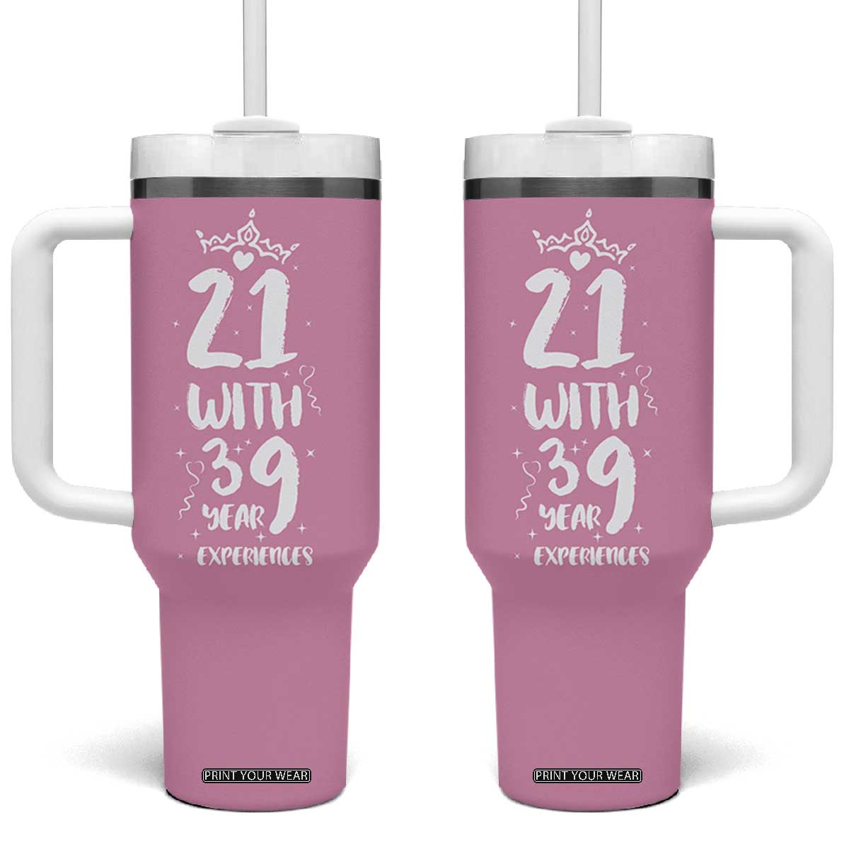 60th Birthday Gifts For Women Tumbler With Handle 21 With 39 Years Experience Funny 60 Year Olds TB10 One Size: 40 oz Pink Print Your Wear