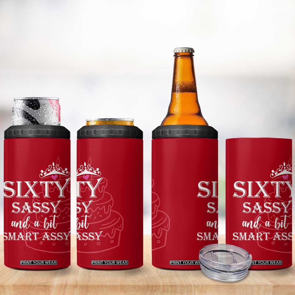 60th Birthday Gifts For Women 4 in 1 Can Cooler Tumbler Sixty Sassy And A Bit Smart Assy 1966 60 Year Old Birthday TB10 Print Your Wear