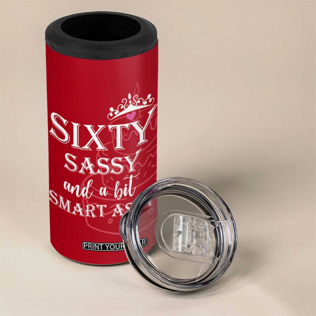 60th Birthday Gifts For Women 4 in 1 Can Cooler Tumbler Sixty Sassy And A Bit Smart Assy 1966 60 Year Old Birthday TB10 Print Your Wear