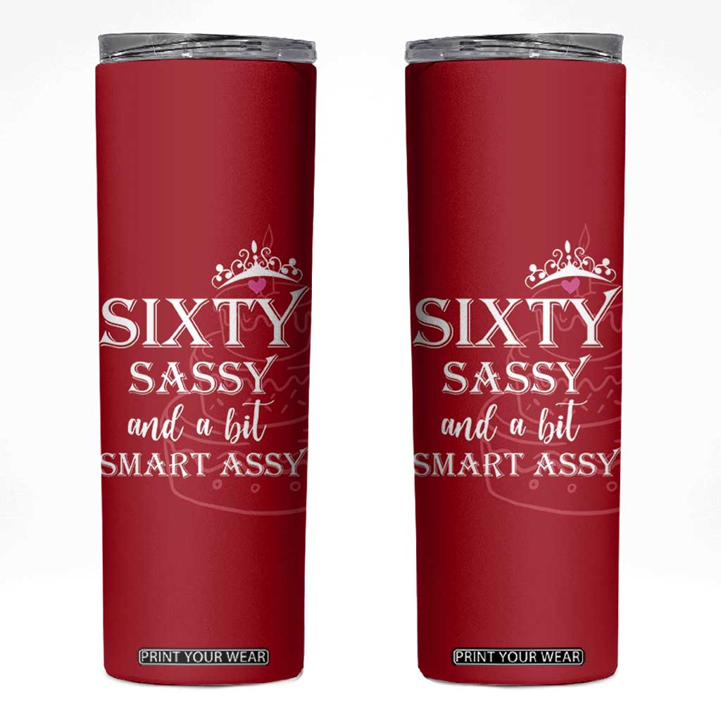 60th Birthday Gifts For Women Skinny Tumbler Sixty Sassy And A Bit Smart Assy 1966 60 Year Old Birthday TB10 Red Print Your Wear