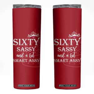 60th Birthday Gifts For Women Skinny Tumbler Sixty Sassy And A Bit Smart Assy 1966 60 Year Old Birthday TB10 Red Print Your Wear