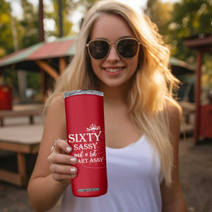 60th Birthday Gifts For Women Skinny Tumbler Sixty Sassy And A Bit Smart Assy 1966 60 Year Old Birthday TB10 Print Your Wear