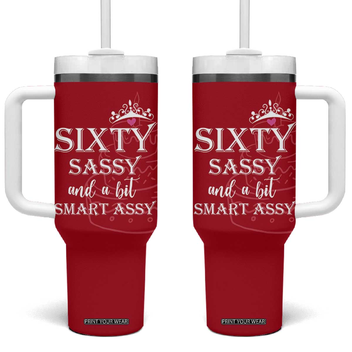 60th Birthday Gifts For Women Tumbler With Handle Sixty Sassy And A Bit Smart Assy 1966 60 Year Old Birthday TB10 One Size: 40 oz Red Print Your Wear