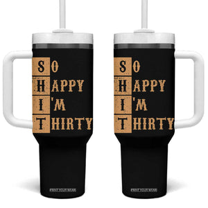 Funny 30th Birthday Gifts Tumbler With Handle So Happy Im Thirty 1996 30 Year Olds TB10 One Size: 40 oz Black Print Your Wear