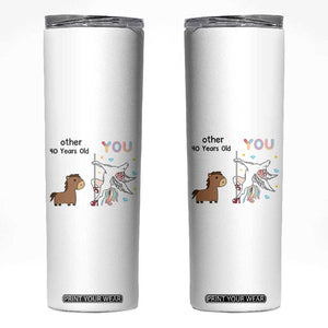 40th Birthday Skinny Tumbler Funny Dancing Unicorn 1986 Other 40 Year Olds TB10 White Print Your Wear