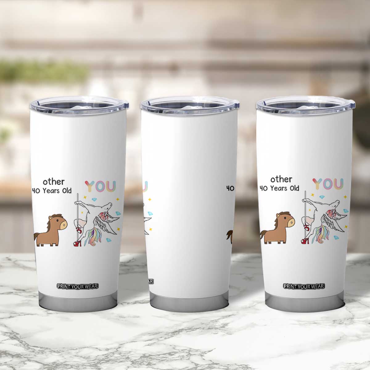 40th Birthday Tumbler Cup Funny Dancing Unicorn 1986 Other 40 Year Olds TB10 Print Your Wear