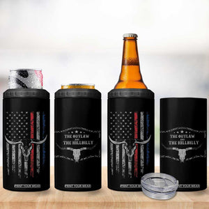 Trump Vance 2024 Election 4 in 1 Can Cooler Tumbler Outlaw and Hillbilly Pro 45 Cow Skull Rodeo Western USA Flag TB10 Print Your Wear