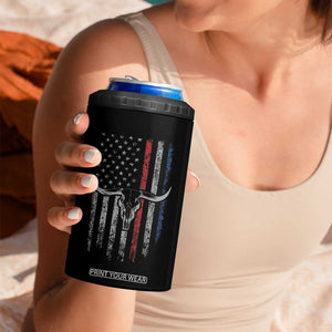 Trump Vance 2024 Election 4 in 1 Can Cooler Tumbler Outlaw and Hillbilly Pro 45 Cow Skull Rodeo Western USA Flag TB10 Print Your Wear