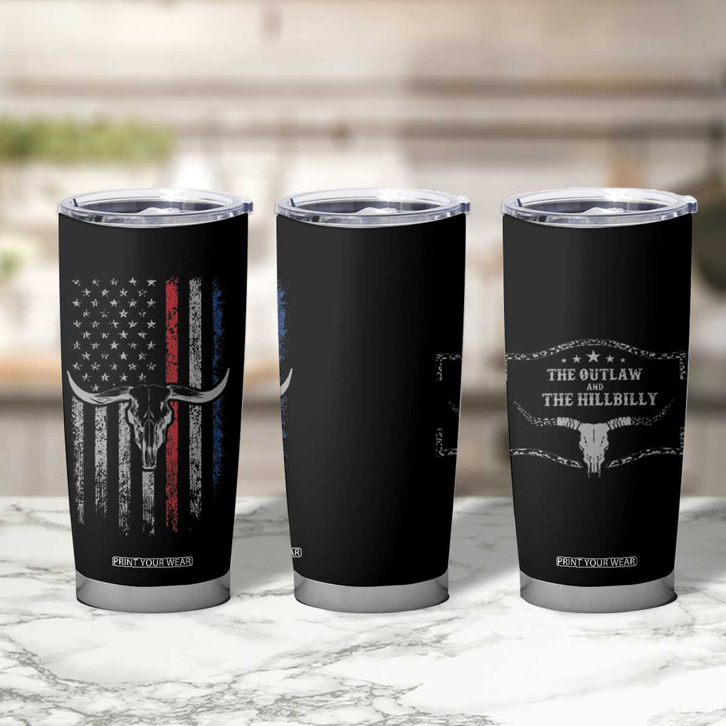 Trump Vance 2024 Election Tumbler Cup Outlaw and Hillbilly Pro 45 Cow Skull Rodeo Western USA Flag TB10 Print Your Wear