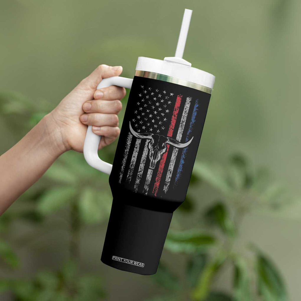 Trump Vance 2024 Election Tumbler With Handle Outlaw and Hillbilly Pro 45 Cow Skull Rodeo Western USA Flag TB10 Print Your Wear