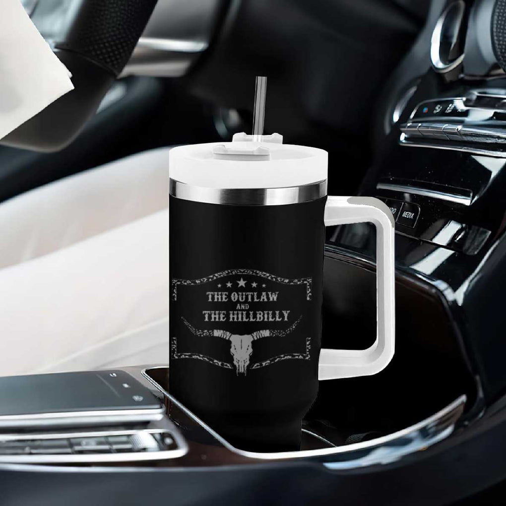 Trump Vance 2024 Election Tumbler With Handle Outlaw and Hillbilly Pro 45 Cow Skull Rodeo Western USA Flag TB10 Print Your Wear