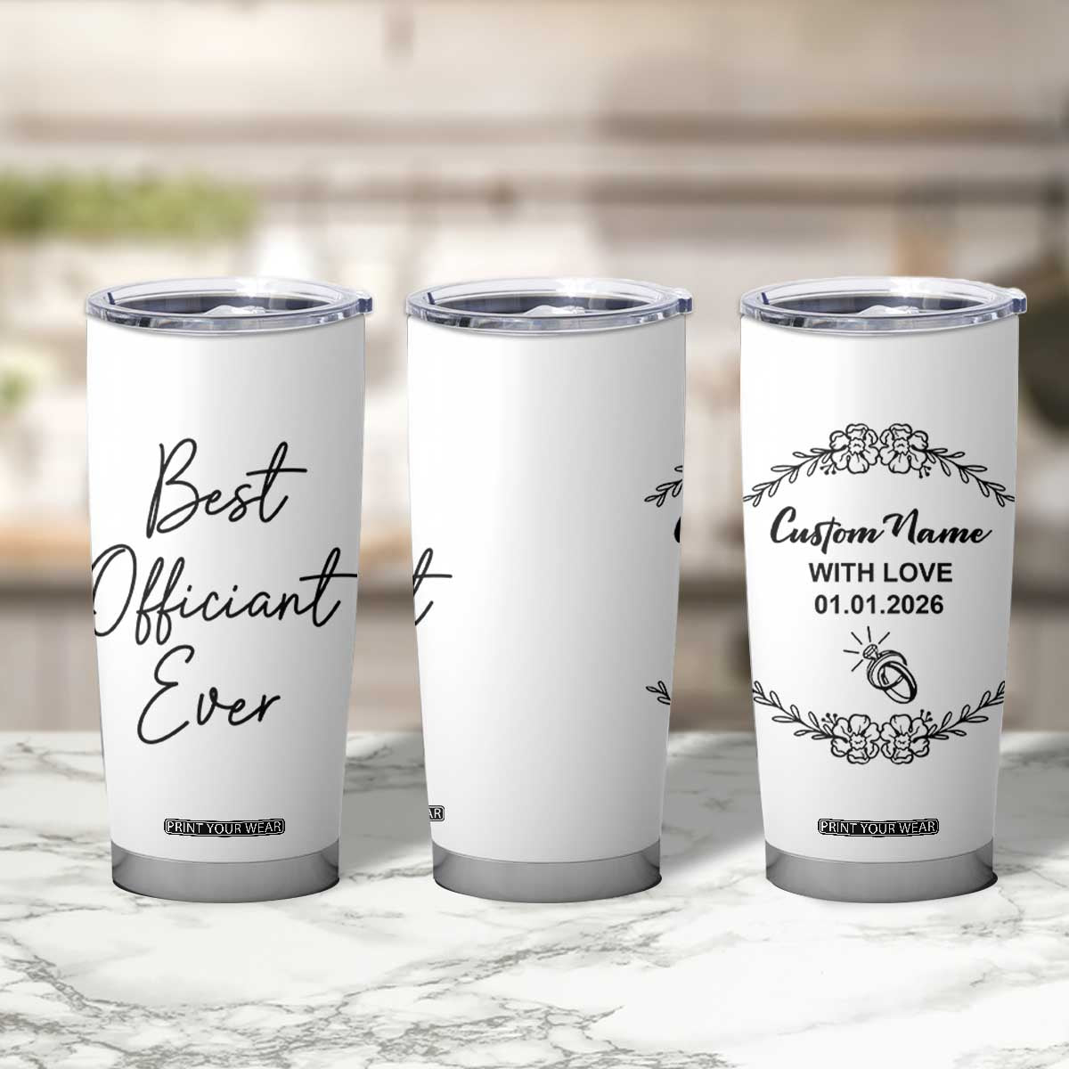 Personalized Wedding Officiant Tumbler Cup Custom Name And Date Funny Wedding Registry Gift From Couple TB10 Print Your Wear