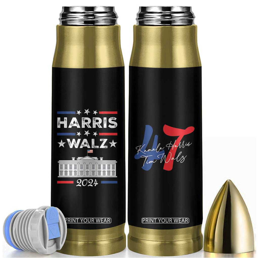 Harris Walz 2024 Election Bullet Tumbler A Woman's Place Is In The White House 47th President Vote Blue Kamala TB10 Black Print Your Wear
