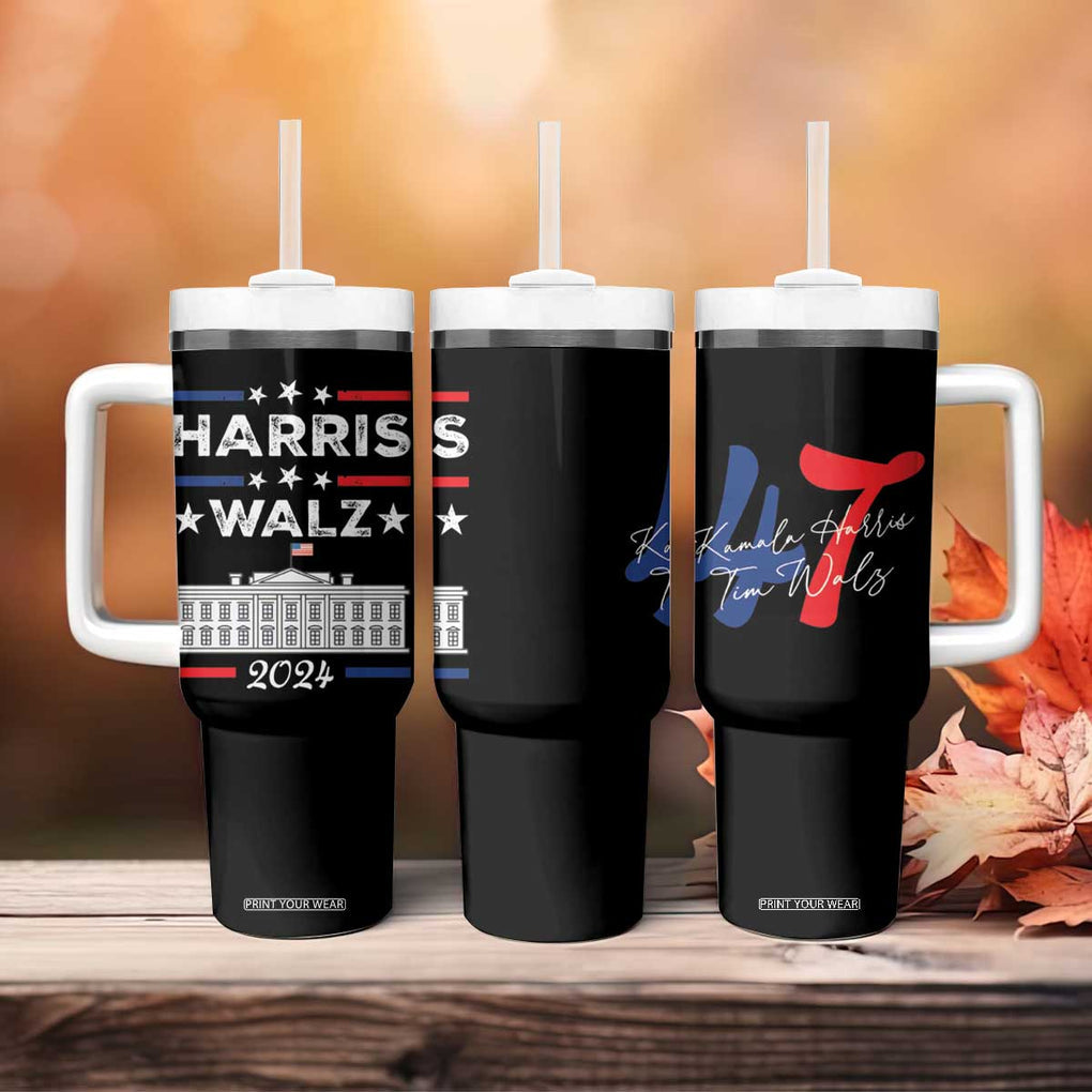 Harris Walz 2024 Election Tumbler With Handle A Woman's Place Is In The White House 47th President Vote Blue Kamala TB10 Print Your Wear