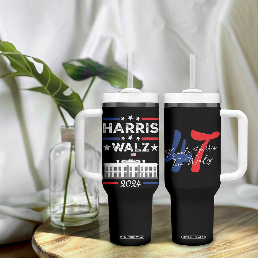 Harris Walz 2024 Election Tumbler With Handle A Woman's Place Is In The White House 47th President Vote Blue Kamala TB10 Print Your Wear