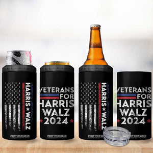 Kamala Harris Tim Walz 2024 Election 4 in 1 Can Cooler Tumbler Veterans For Harris Walz Grandpa Dad Gifts American Flag TB10 Print Your Wear