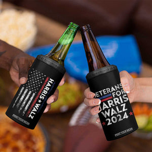 Kamala Harris Tim Walz 2024 Election 4 in 1 Can Cooler Tumbler Veterans For Harris Walz Grandpa Dad Gifts American Flag TB10 Print Your Wear