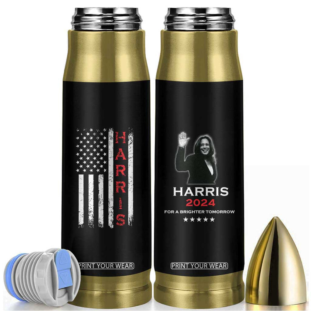 Harris 2024 Election Bullet Tumbler Kamala Madam President American Flag TB10 Black Print Your Wear