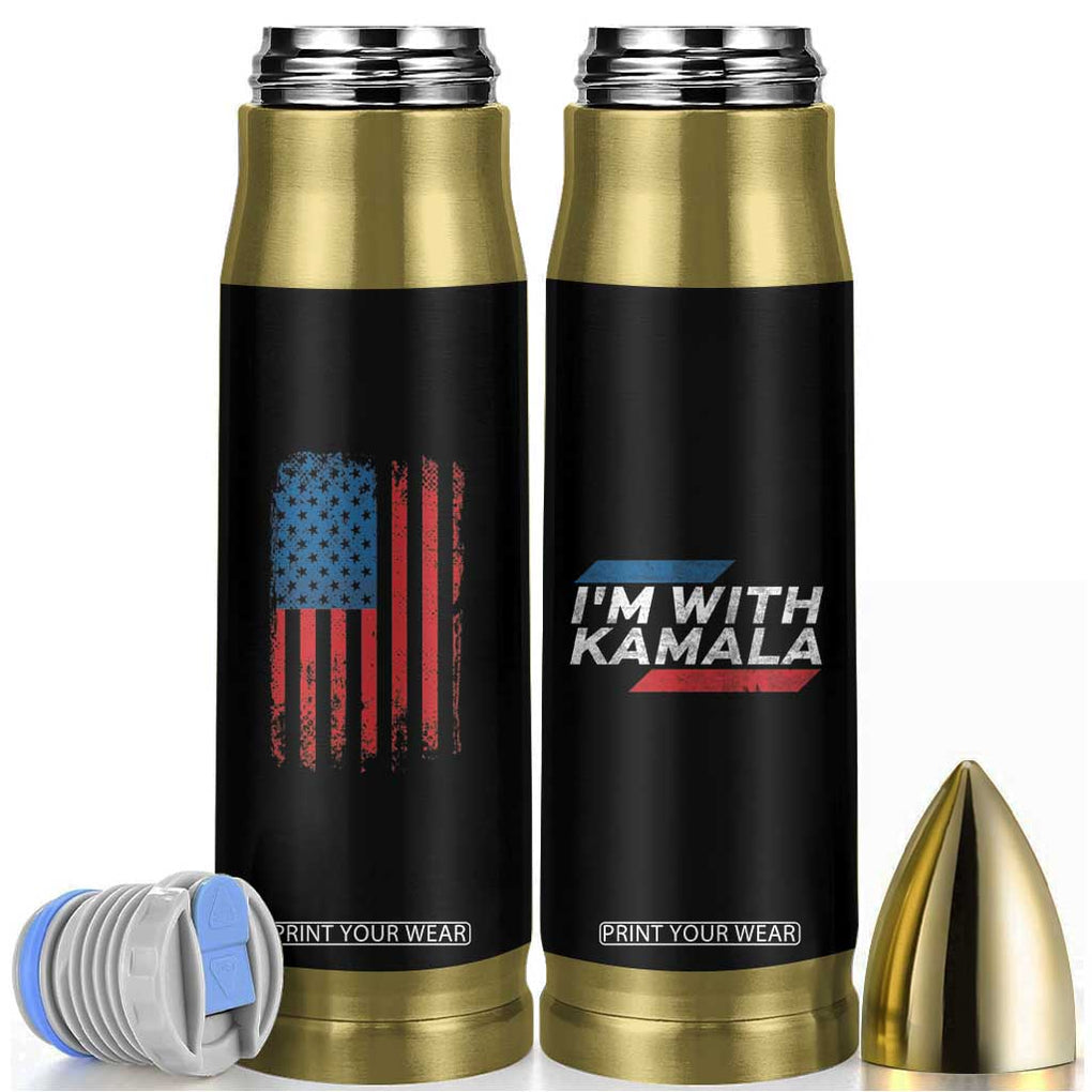 Harris 2024 Election Bullet Tumbler I'm With Kamala First Female President American Flag TB10 Black Print Your Wear